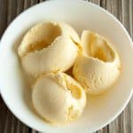 Vanilla ice cream in a white bowl