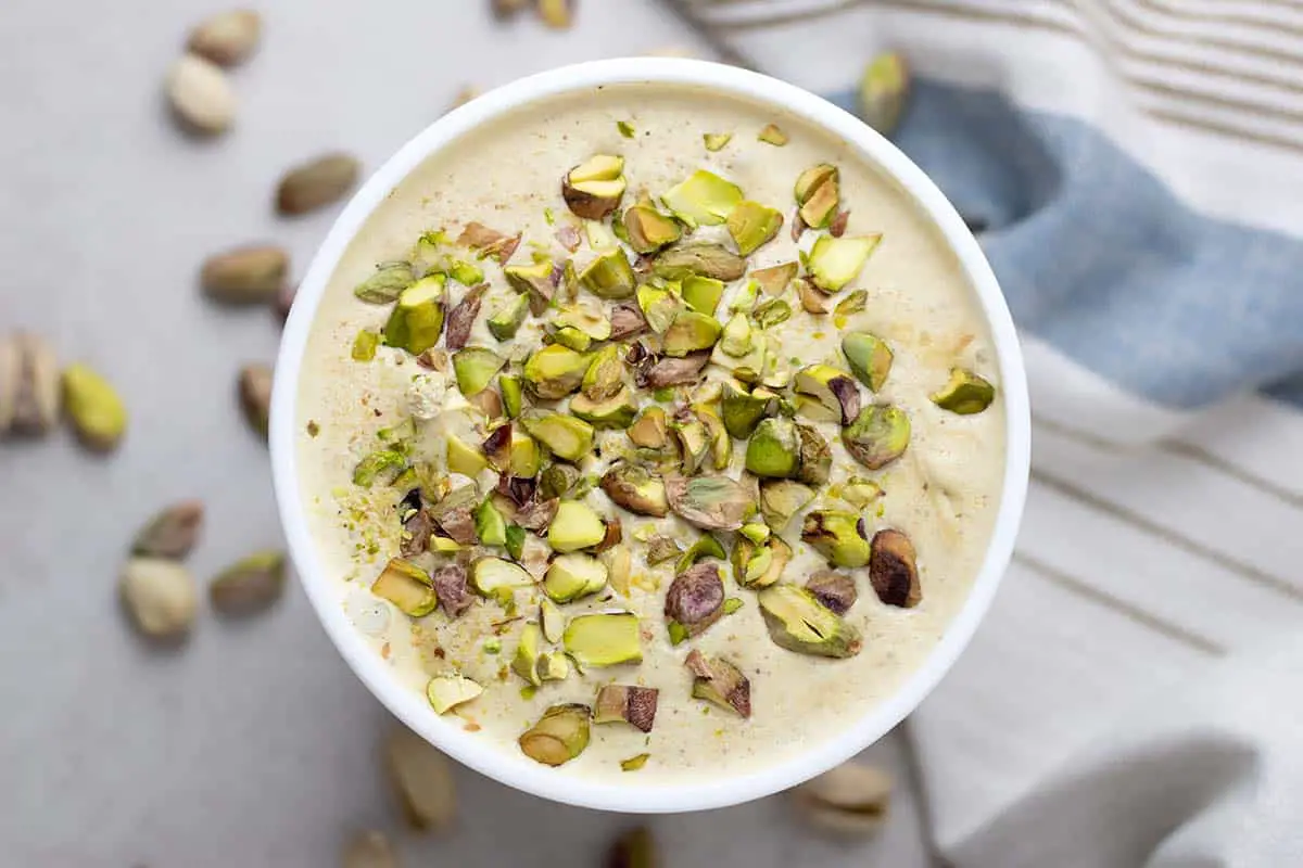 Pistachio ice cream from above