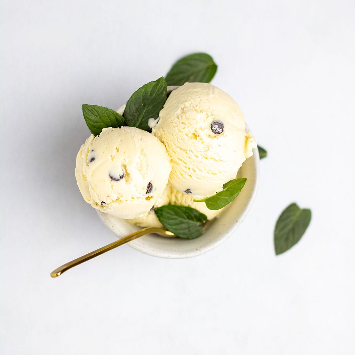 Mint ice cream in a bowl